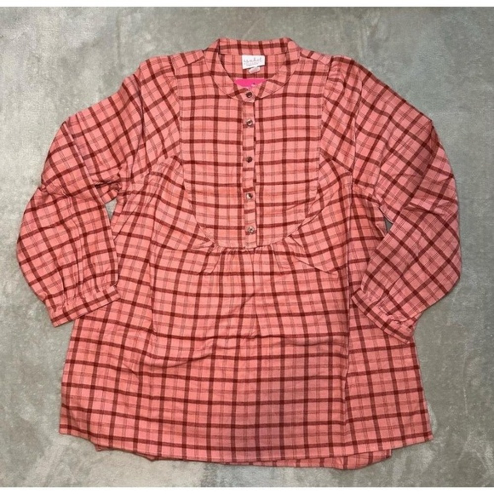 NWT Isabel Maternity Top Sz M Plaid Button Front Long Sleeve Nursing Tunic Shirt